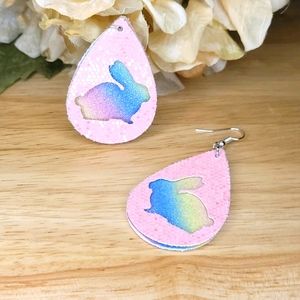 💍 Rainbow Easter Bunny teardrop earrings